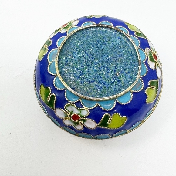 Chinese Cloisonne Crafts Hand Crafted Jewelry Trinket Box Floral - Picture 5 of 9